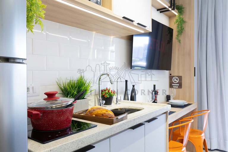 Modern in Vila Mariana with AC and Queen Bed