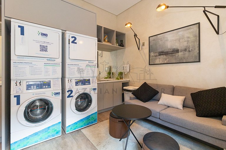 Moderno na Vila Mariana com AC e cama Queen