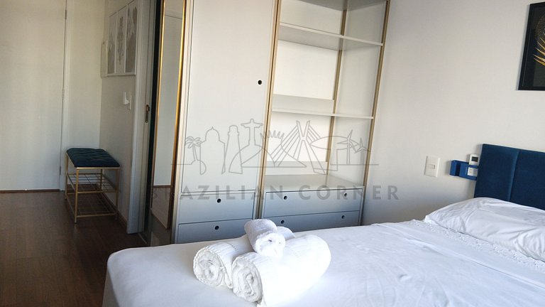 Next to Nubank Parque with AC and incredible view