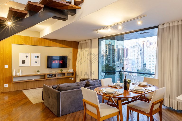 Cobertura Duplex com vista incrível, Ofurô e AC