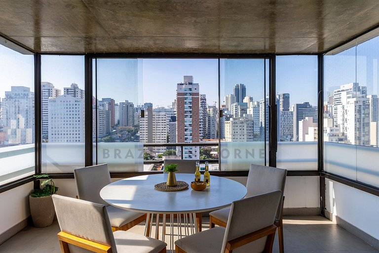 Cobertura Duplex com vista incrível, Ofurô e AC