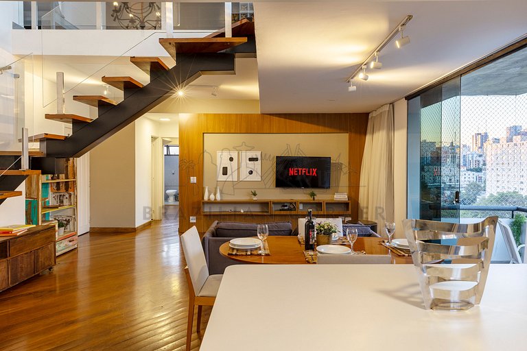 Cobertura Duplex com vista incrível, Ofurô e AC