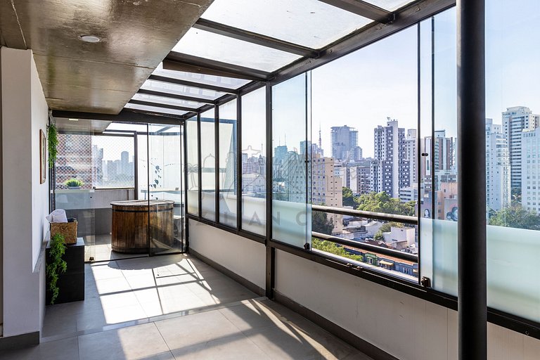 Cobertura Duplex com vista incrível, Ofurô e AC
