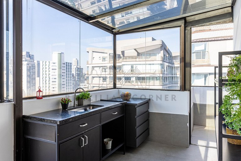 Cobertura Duplex com vista incrível, Ofurô e AC