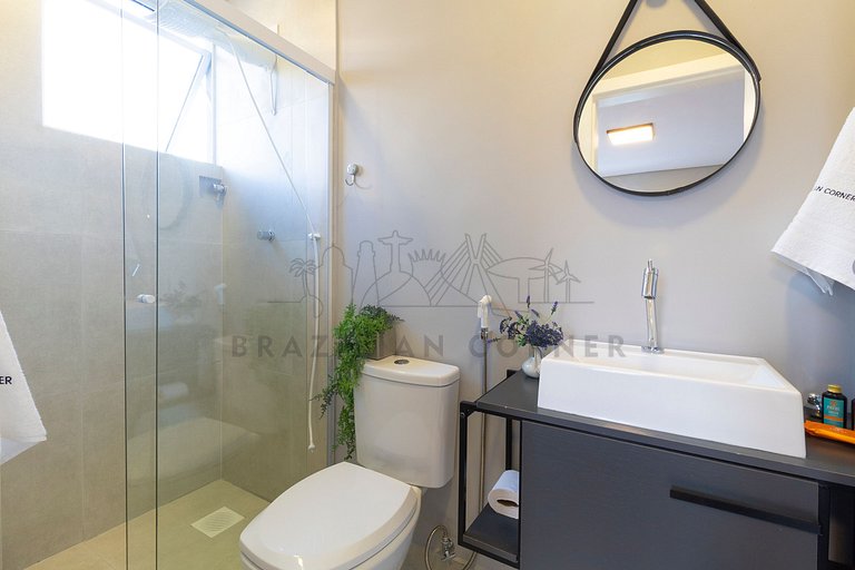 Loft moderno, Gonzaga, Ar condicionado, Varanda