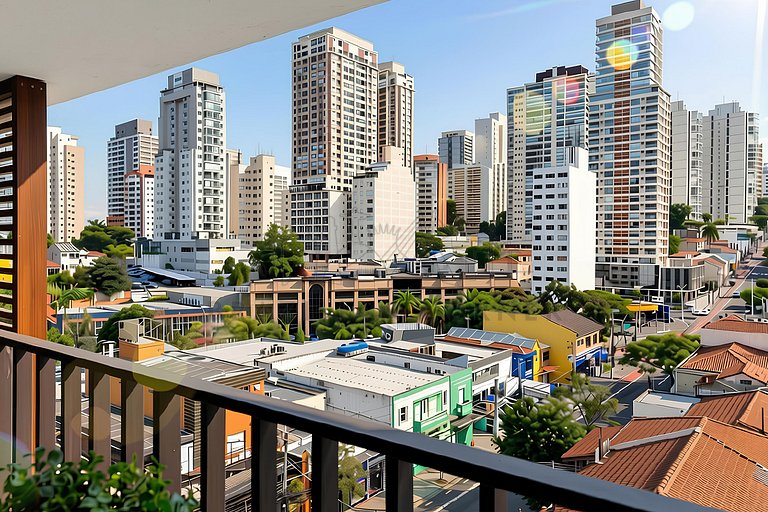 Next to Nubank Parque with AC and incredible view