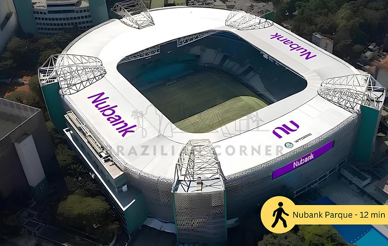 Next to Nubank Parque with AC and incredible view