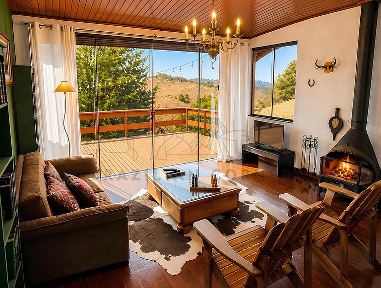 Cabana nas Montanhas com ofurô e lareira