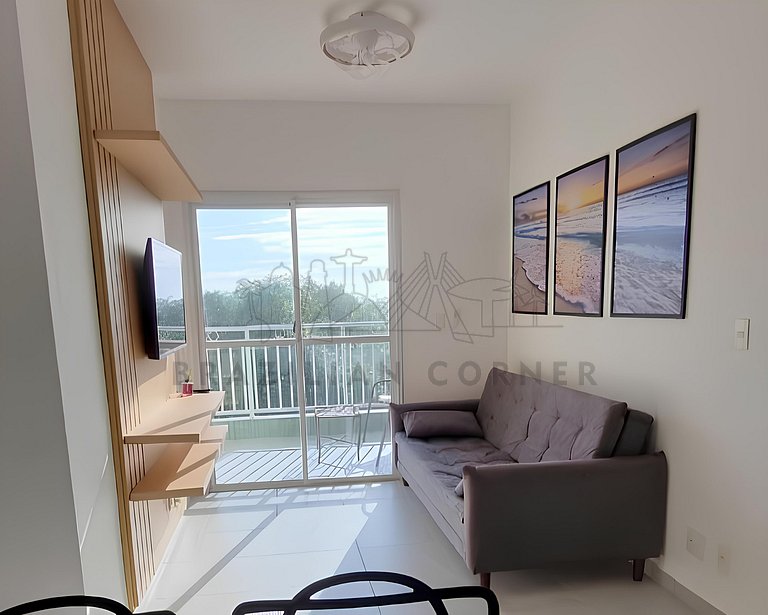 Apartamento moderno com 2 piscinas próximo à praia